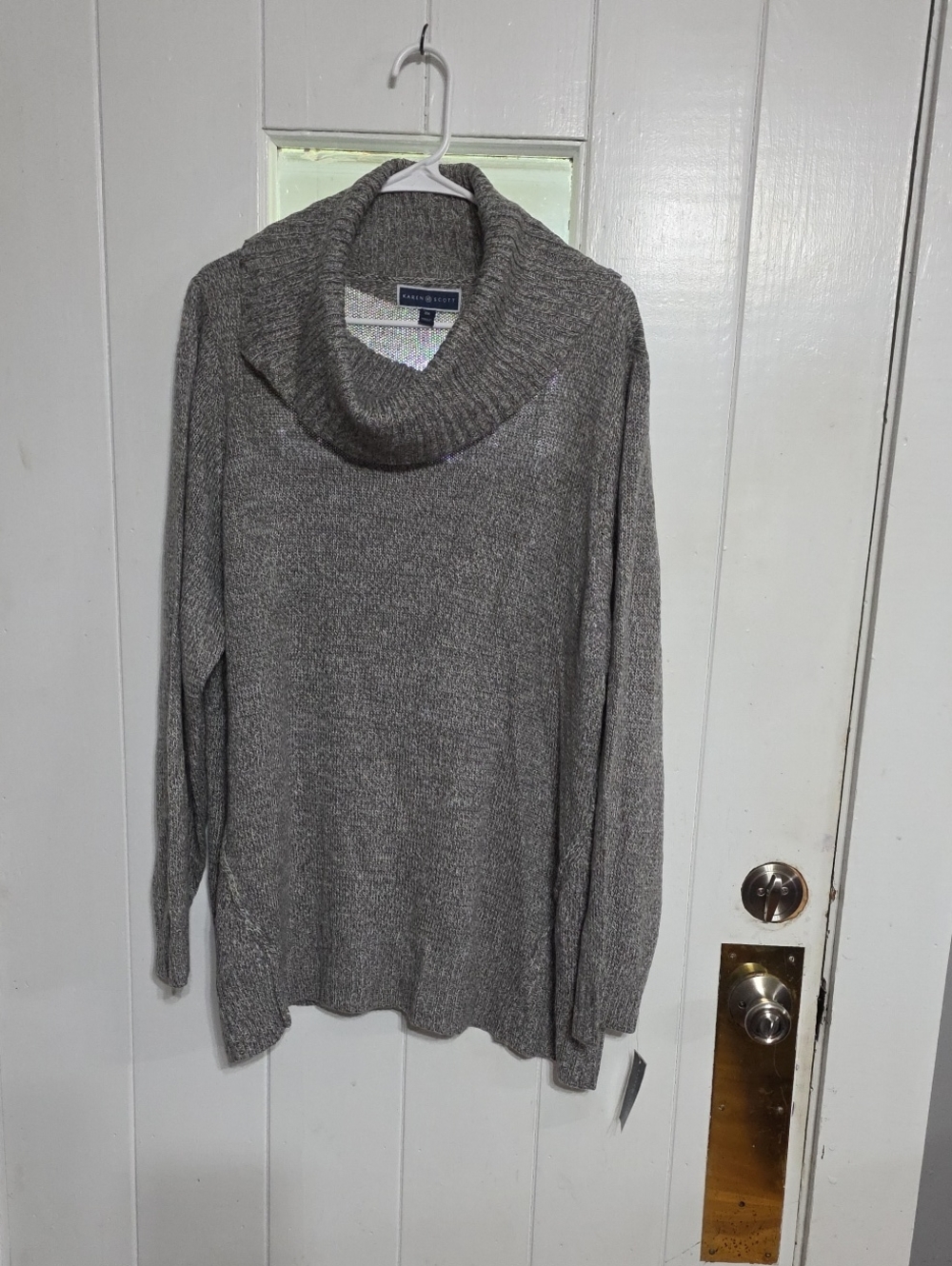 NWT Karen Scott Women's Cowl Neck Sweater Gray Cozy Lighter Weight Sz 3X